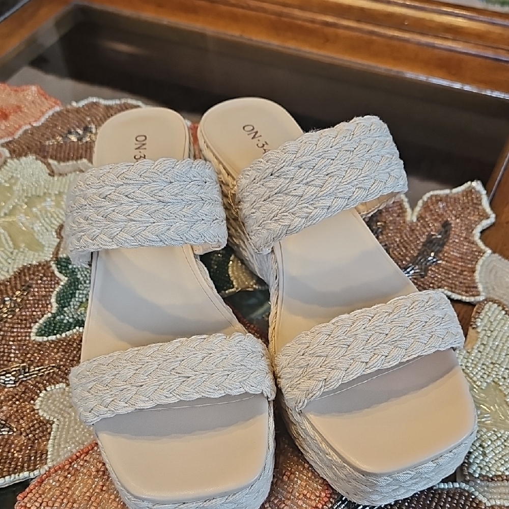 ON Women's Braided Espadrille Wedge Sandals in Cream